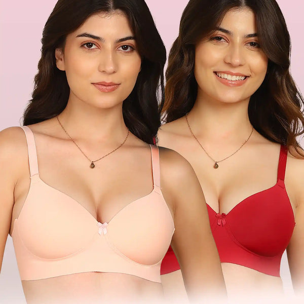Komli Bonded Polyamide Full Coverage Padded Bra (Level 1 Padding) (KB-5991) (Pack of 2)