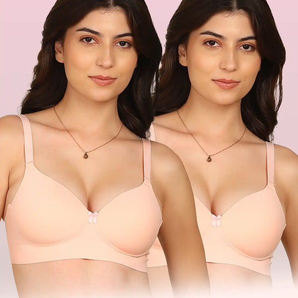Komli Bonded Polyamide Full Coverage Padded Bra (Level 1 Padding) (KB-5991) (Pack of 2)