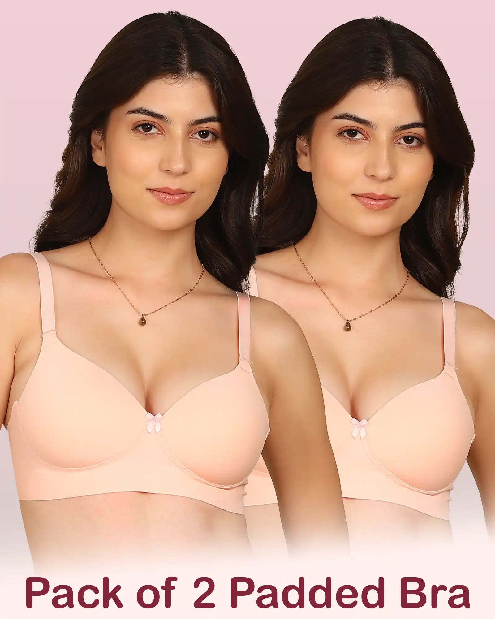 Komli Bonded Polyamide Full Coverage Padded Bra (Level 1 Padding) (KB-5991) (Pack of 2)