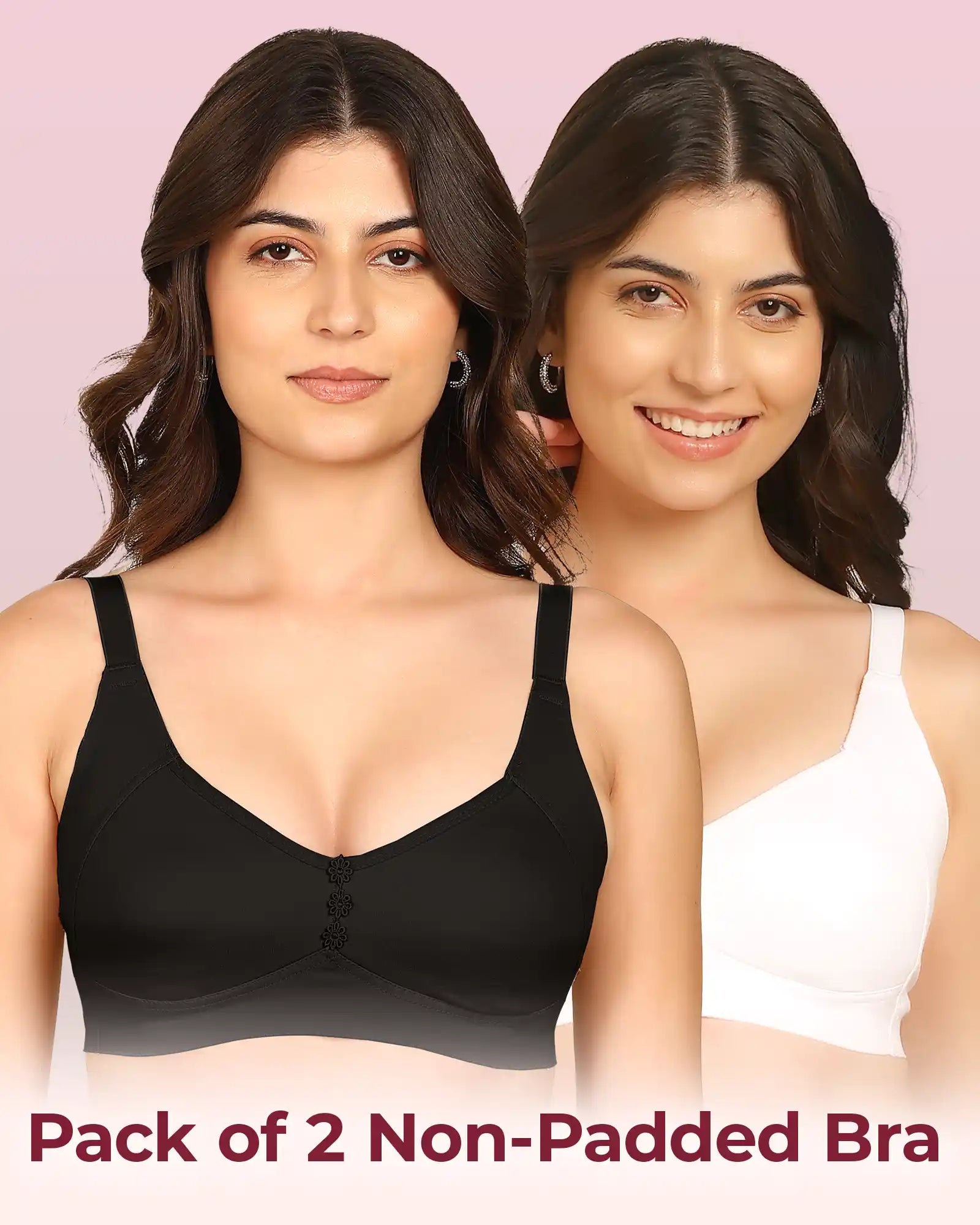 Komli Bonded Breathable Cotton Plus Size M-Frame Minimiser Non-Padded Bra (KB-405) (Pack of 2)