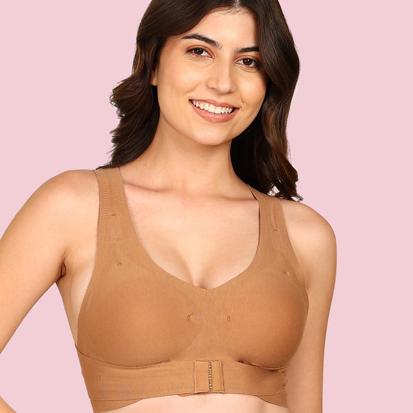 Komli Cotton Bonded Seamless Padded Invisi-Gym Bra (KB-997-FAWN)