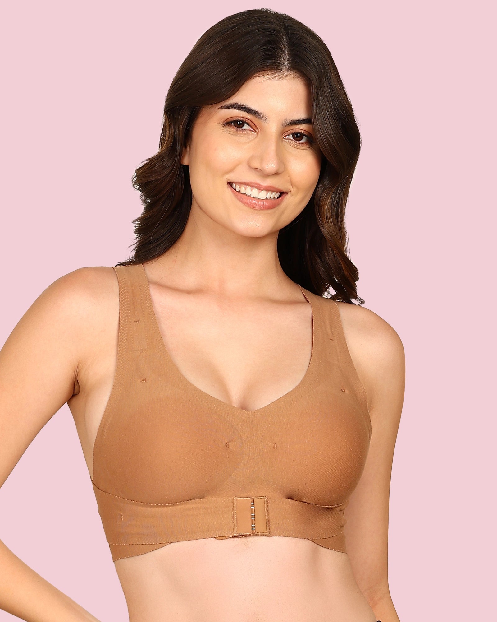 Komli Cotton Bonded Seamless Padded Invisi-Gym Bra (KB-997-FAWN)