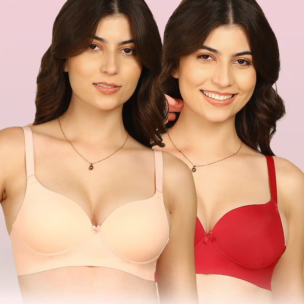 Komli Bonded Polyamide Push-Up 3/4 Coverage Maximiser Bra (Level 2 Padding) (KB-5107) (Pack of 2)