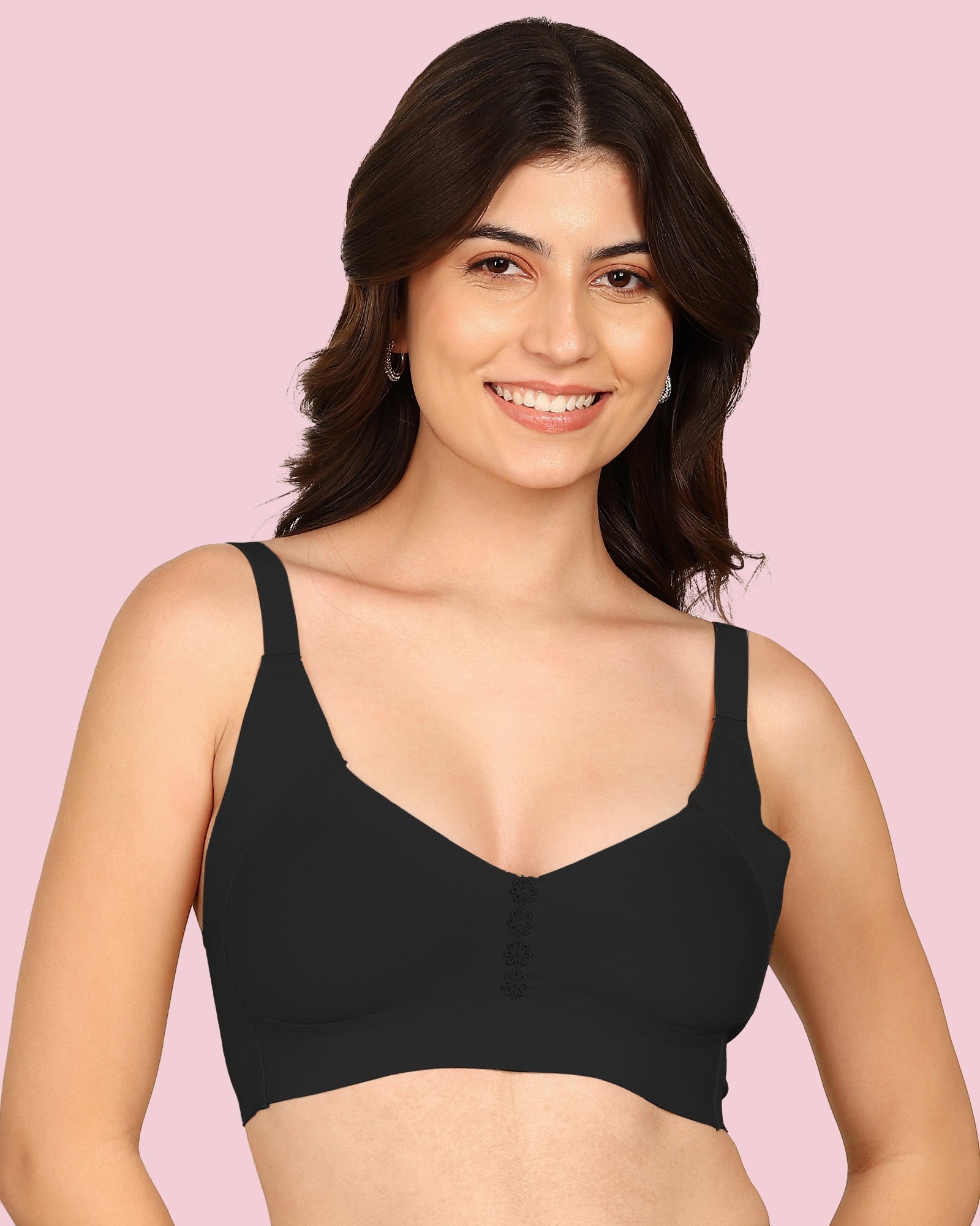 Komli M-Frame Non-Padded Cotton Bonded Seamless Minimiser (KB-9303-BLACK)