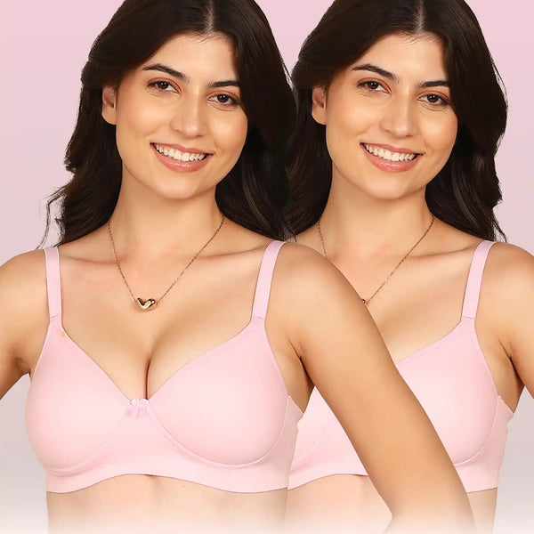 Komli Bonded Breathable Cotton Full Coverage Padded Bra (KB-1013) (Pack of 2)
