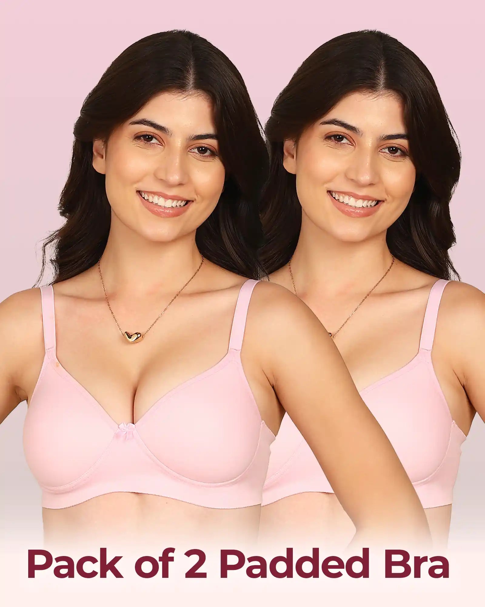 Komli Bonded Breathable Cotton Full Coverage Padded Bra (KB-1013) (Pack of 2)