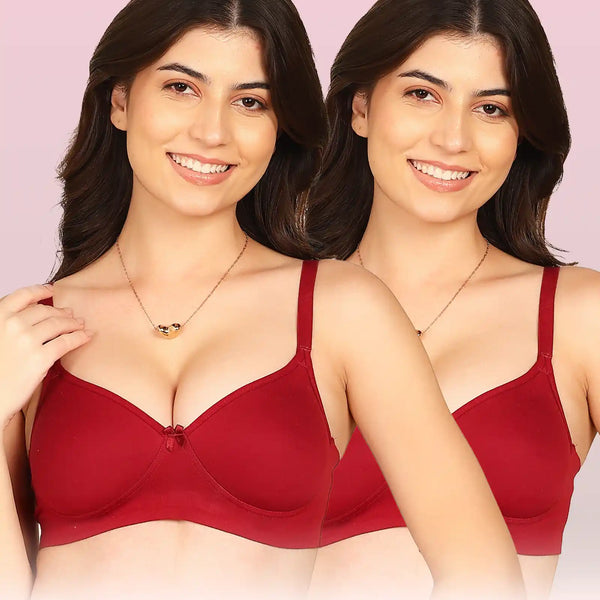 Komli Bonded Breathable Cotton Full Coverage Padded Bra (KB-1013) (Pack of 2)