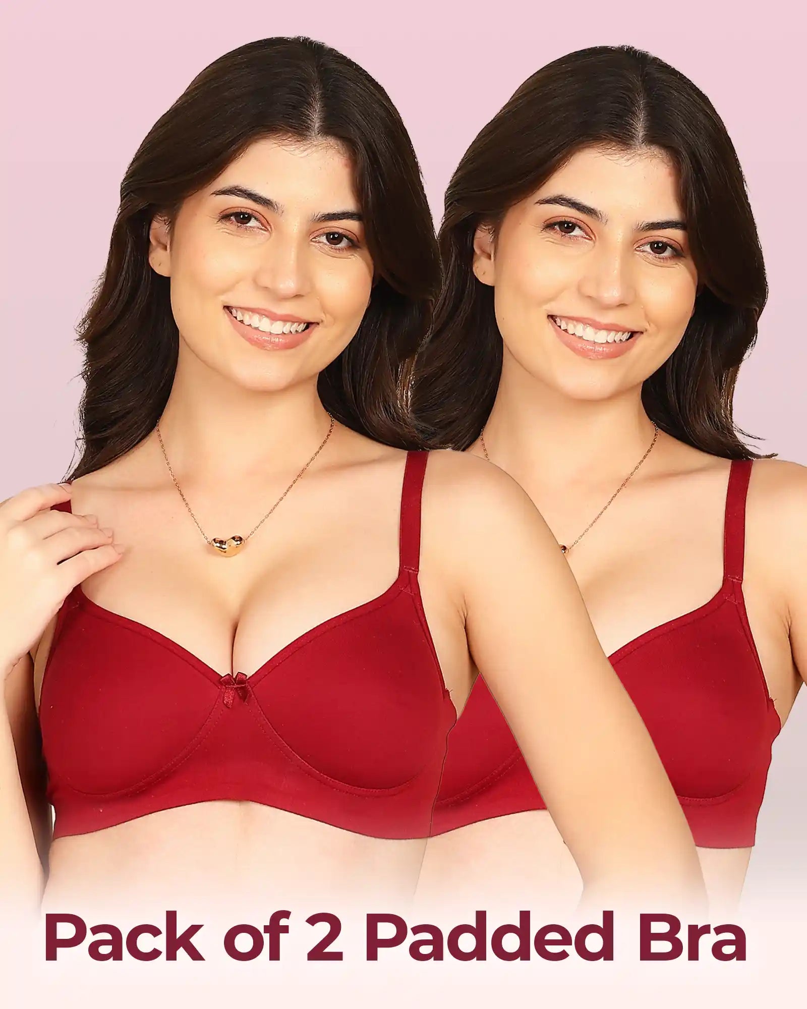 Komli Bonded Breathable Cotton Full Coverage Padded Bra (KB-1013) (Pack of 2)