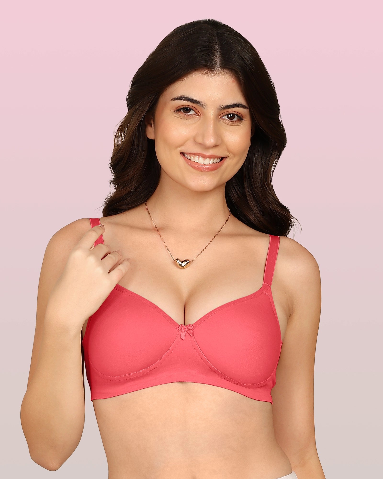 Komli Bonded Breathable Cotton Full Coverage Padded Bra (KB-1013-CORAL)