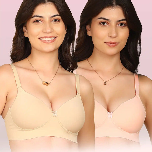 Komli Bonded Polyamide Full Coverage Padded Bra (Level 1 Padding) (KB-5991) (Pack of 2)