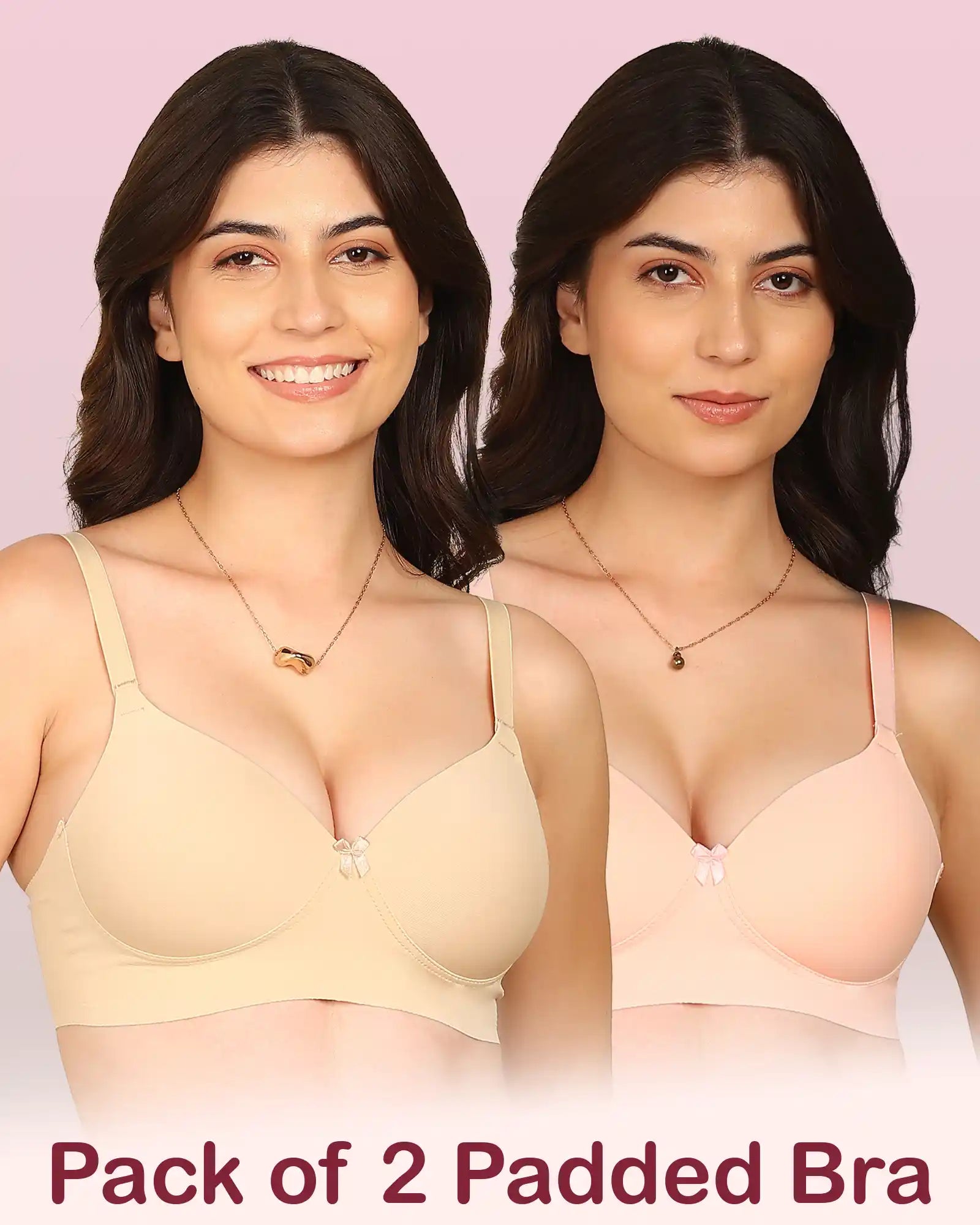 Komli Bonded Polyamide Full Coverage Padded Bra (Level 1 Padding) (KB-5991) (Pack of 2)