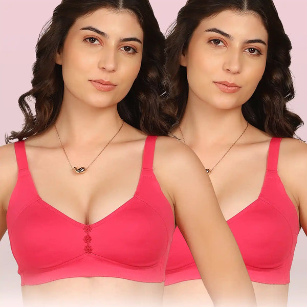 Komli Bonded Breathable Cotton Plus Size M-Frame Minimiser Non-Padded Bra (KB-405) (Pack of 2)