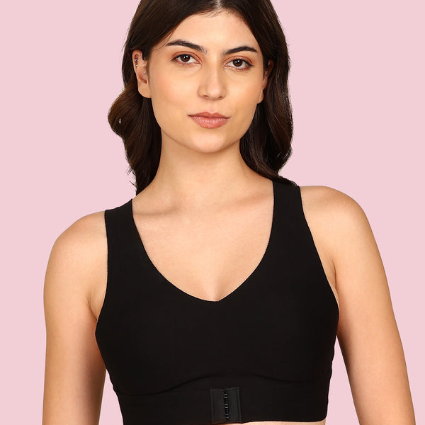Komli Cotton Bonded Seamless Non-Padded Invisi-Gym Bra (KB-995-BLACK)