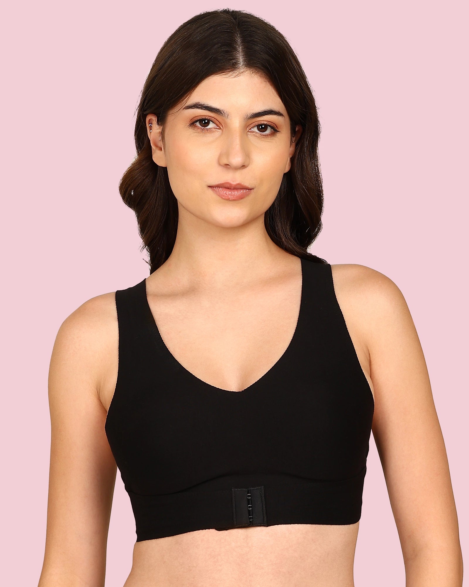 Komli Cotton Bonded Seamless Non-Padded Invisi-Gym Bra (KB-995-BLACK)