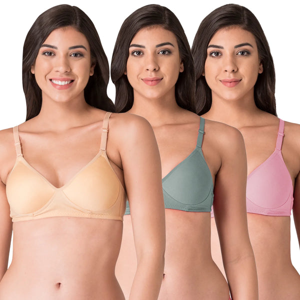 Komli Lite Women's Medium Padded Full Coverage T-Shirt Bra (KL-01-3PC)