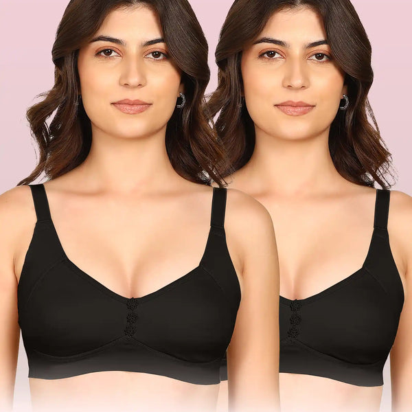 Komli Bonded Breathable Cotton Plus Size M-Frame Minimiser Non-Padded Bra (KB-405) (Pack of 2)