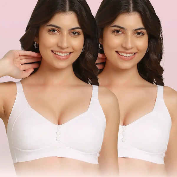 Komli Bonded Breathable Cotton Plus Size M-Frame Minimiser Non-Padded Bra (KB-405) (Pack of 2)