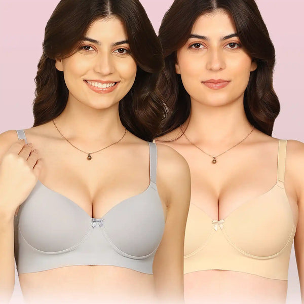 Komli Bonded Polyamide Push-Up 3/4 Coverage Bra (Level 3 Padding) (KB-5301) (Pack of 2)