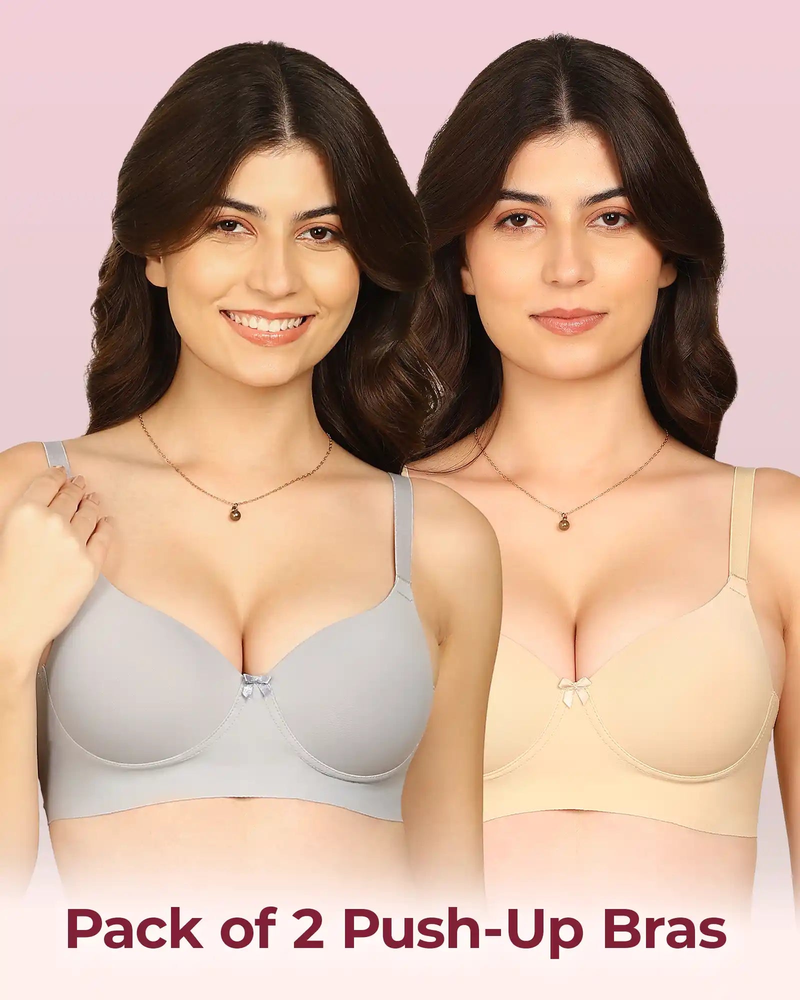 Komli Bonded Polyamide Push-Up 3/4 Coverage Bra (Level 3 Padding) (KB-5301) (Pack of 2)