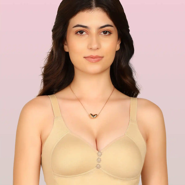 Komli Bonded Breathable Cotton Plus Size M-Frame Minimiser Padded Bra (KB-408-SKIN)