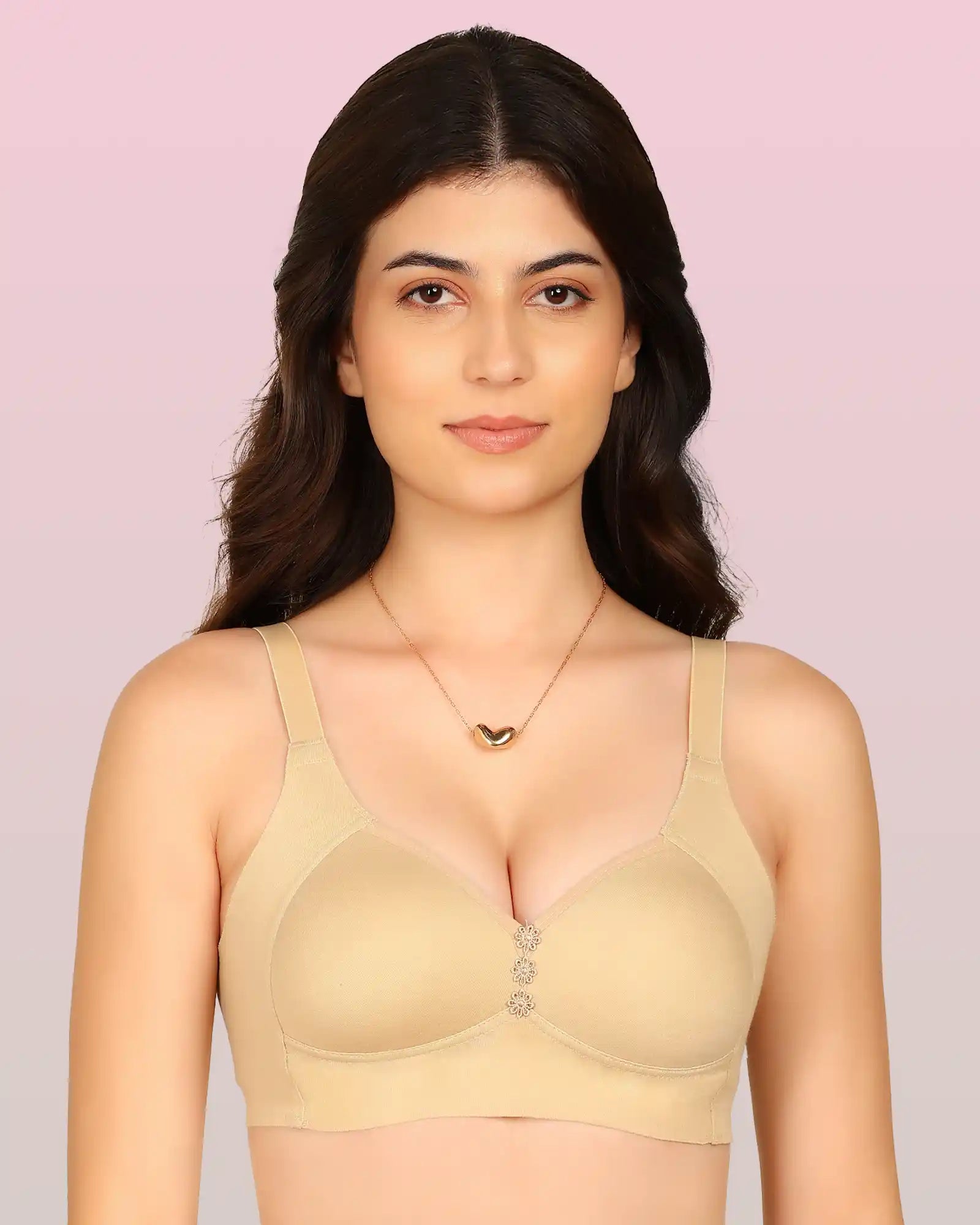 Komli Bonded Breathable Cotton Plus Size M-Frame Minimiser Padded Bra (KB-408-SKIN)