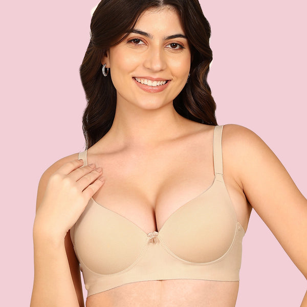 Komli Cotton Bonded Seamless Push-Up Bra (KB-93510-SKIN)