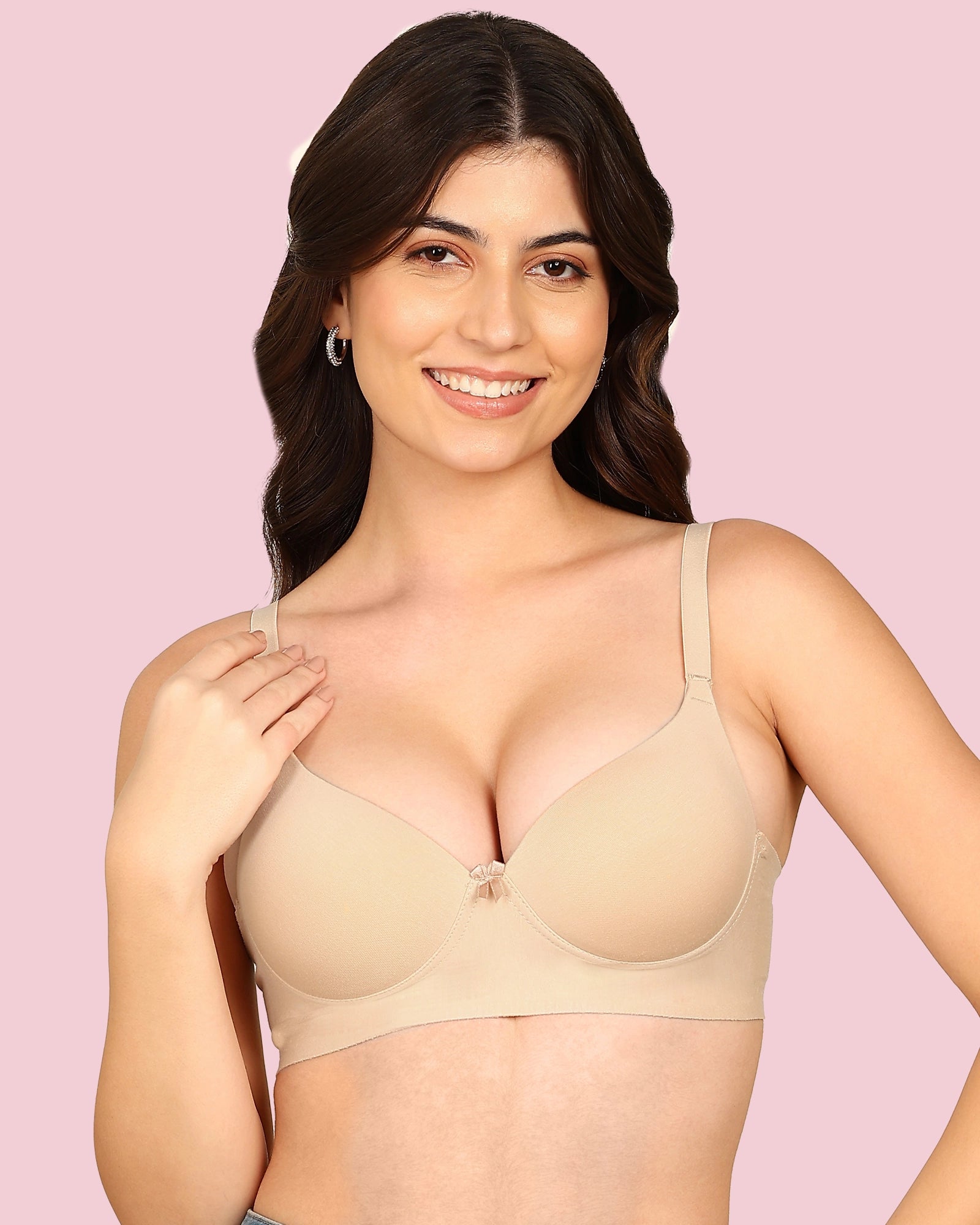 Komli Cotton Bonded Seamless Push-Up Bra (KB-93510-SKIN)