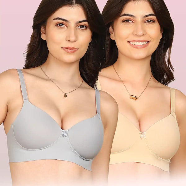 Komli Bonded Polyamide Full Coverage Padded Bra (Level 1 Padding) (KB-5991) (Pack of 2)