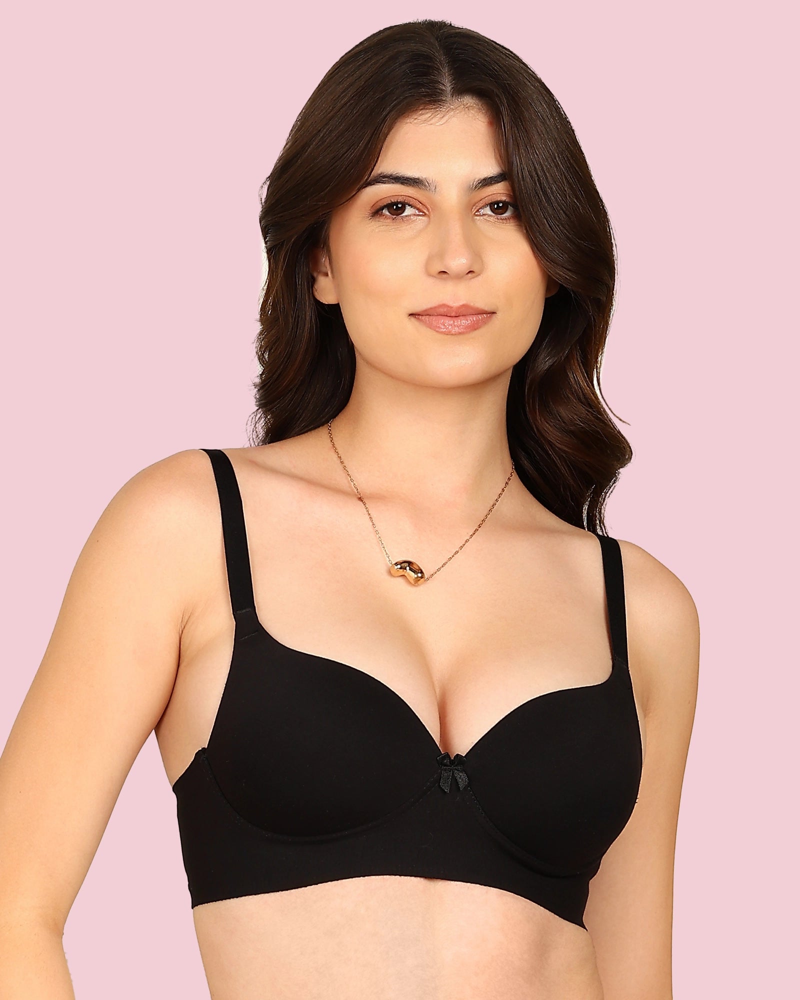 Komli Cotton Bonded Seamless Maximiser Bra (KB-97015-BLACK)