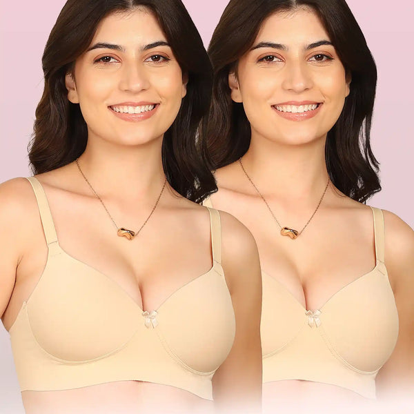 Komli Bonded Polyamide Full Coverage Padded Bra (Level 1 Padding) (KB-5991) (Pack of 2)
