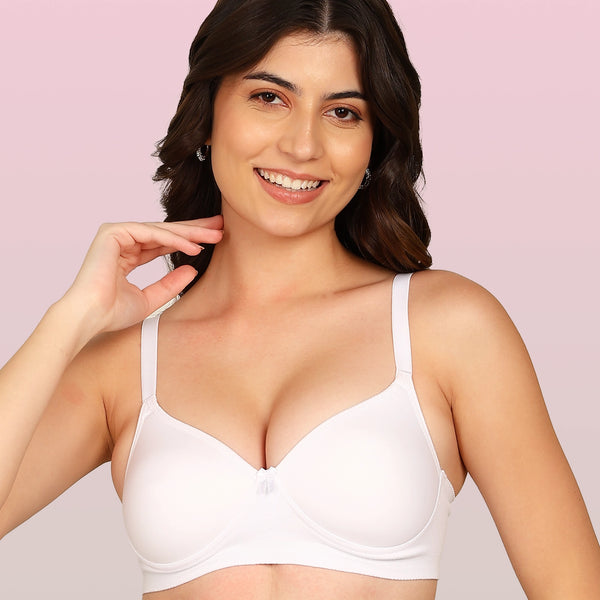 Komli Bonded Breathable Cotton Full Coverage Padded Bra (KB-1013-WHITE)