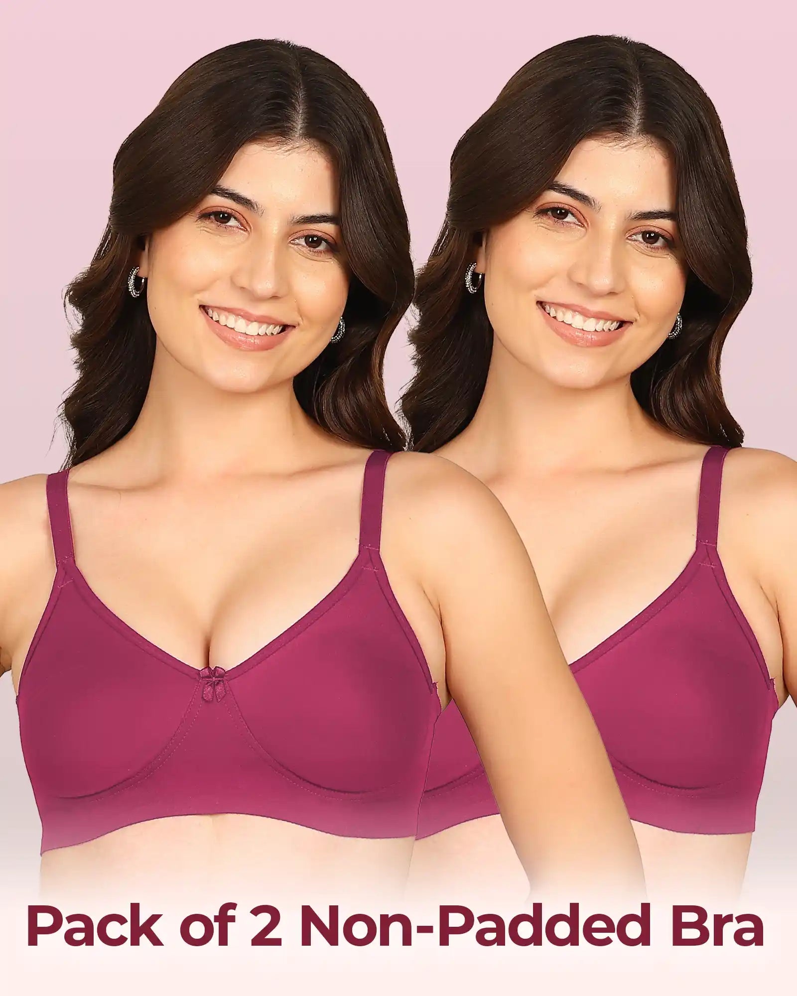 Komli Bonded Breathable Cotton Full Coverage Non-Padded Bra (KB-352) (Pack of 2)