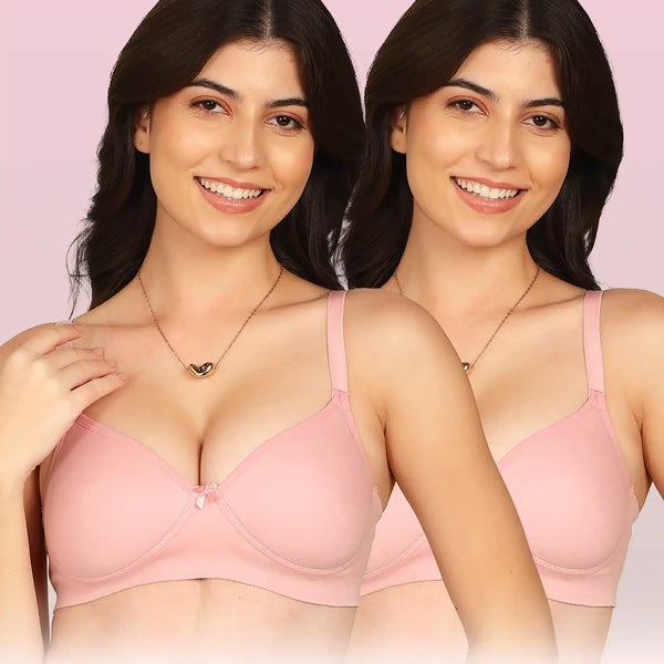 Komli Bonded Breathable Cotton Full Coverage Padded Bra (KB-1013) (Pack of 2)