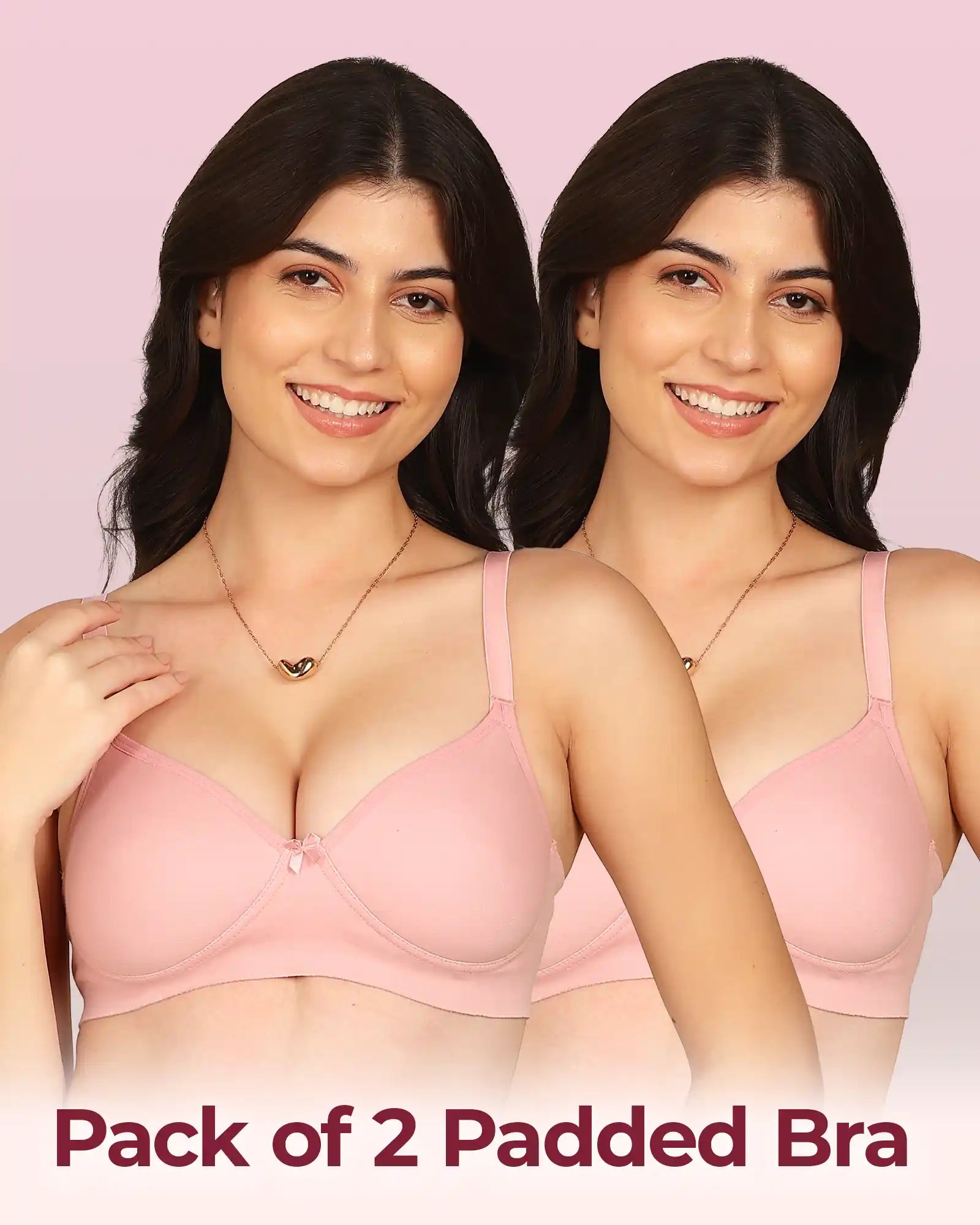 Komli Bonded Breathable Cotton Full Coverage Padded Bra (KB-1013) (Pack of 2)