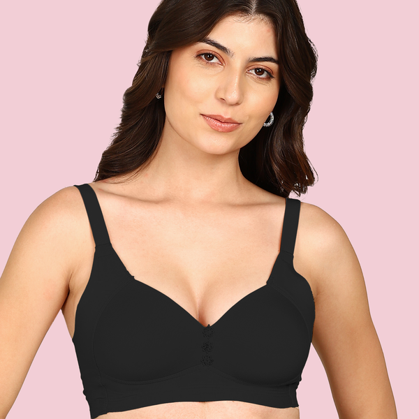 Komli Lightly Padded Cotton Bonded Seamless Minimiser (KB-9203-BLACK)