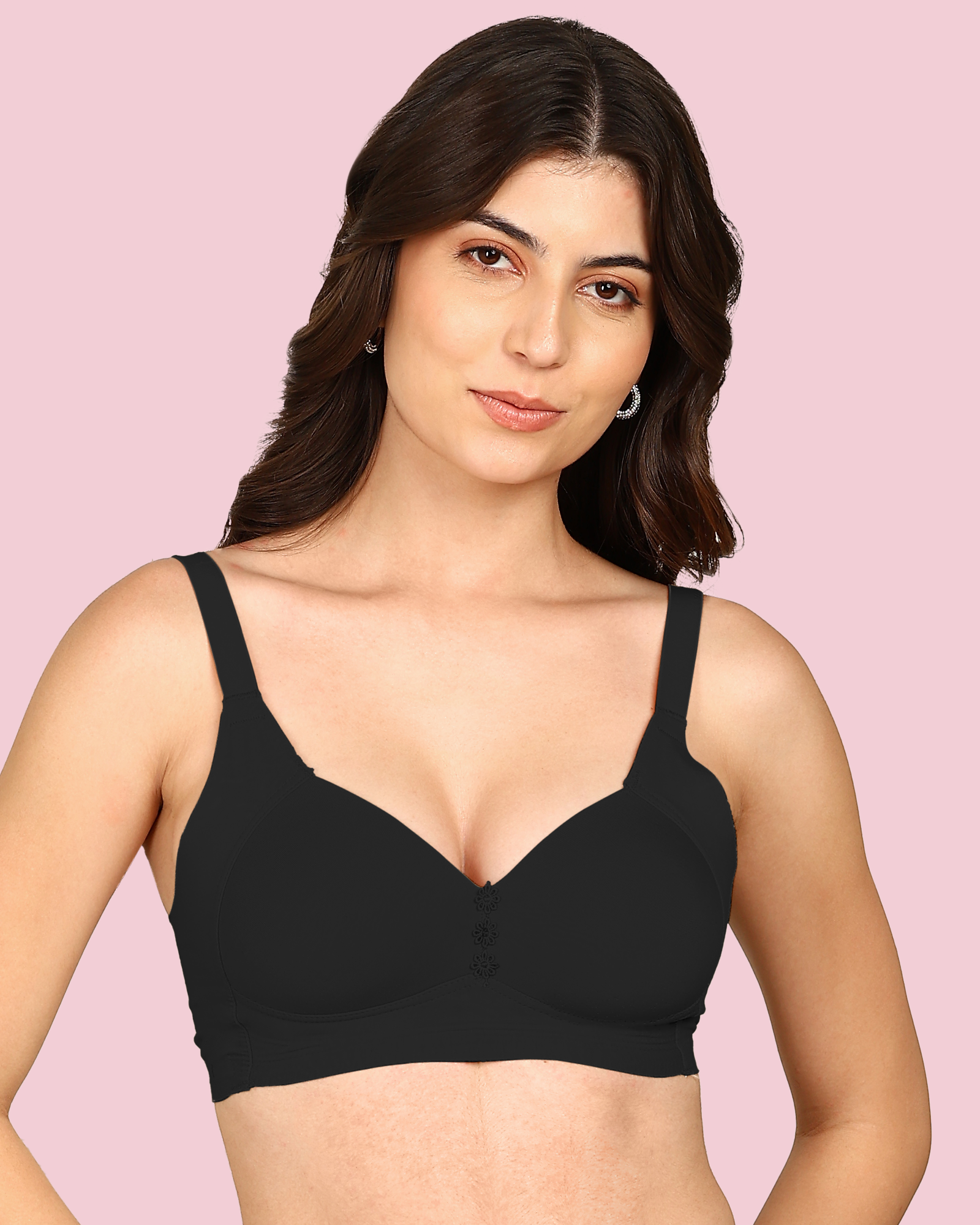 Komli Lightly Padded Cotton Bonded Seamless Minimiser (KB-9203-BLACK)