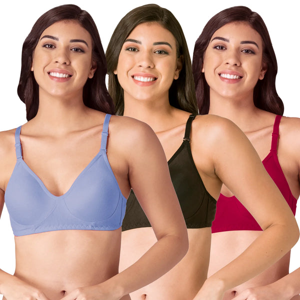 Komli Lite Women's Non Padded Full Coverage  Everyday T-Shirt Bra (KL-51-3PC)