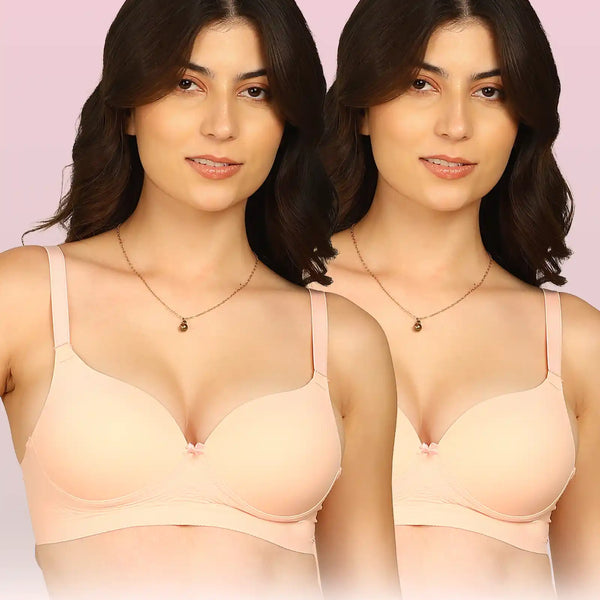 Komli Bonded Polyamide Push-Up 3/4 Coverage Maximiser Bra (Level 2 Padding) (KB-5107) (Pack of 2)