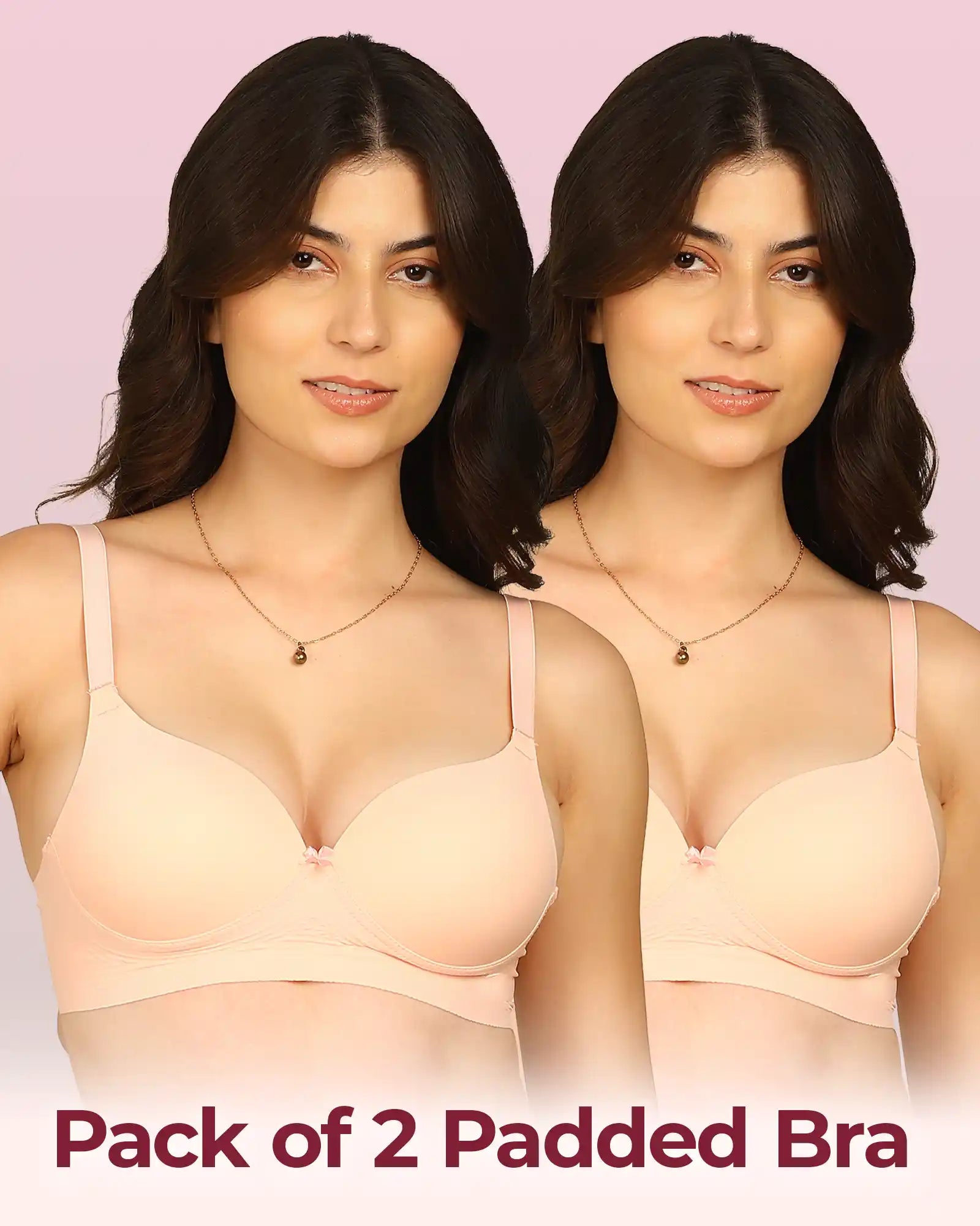 Komli Bonded Polyamide Push-Up 3/4 Coverage Maximiser Bra (Level 2 Padding) (KB-5107) (Pack of 2)