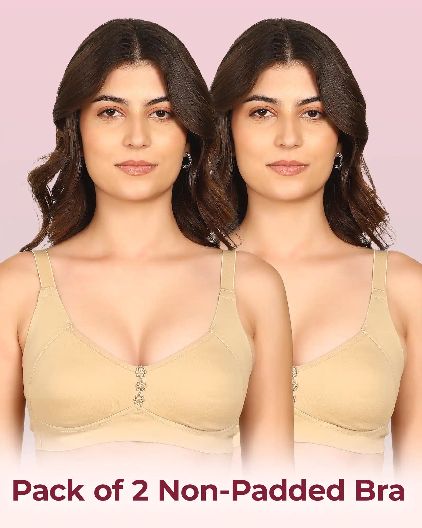 Komli Bonded Breathable Cotton Plus Size M-Frame Minimiser Non-Padded Bra (KB-405) (Pack of 2)