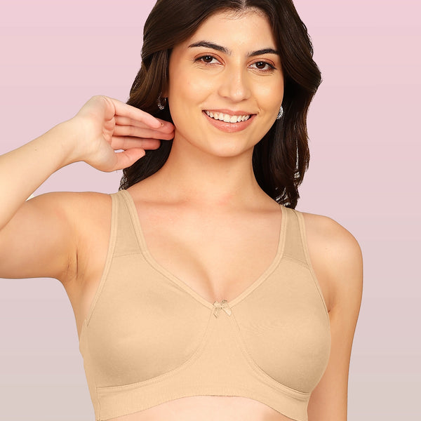 Komli Bonded Breathable Cotton Plus Size Full Coverage Non-Padded Bra (KB-401-SKIN)