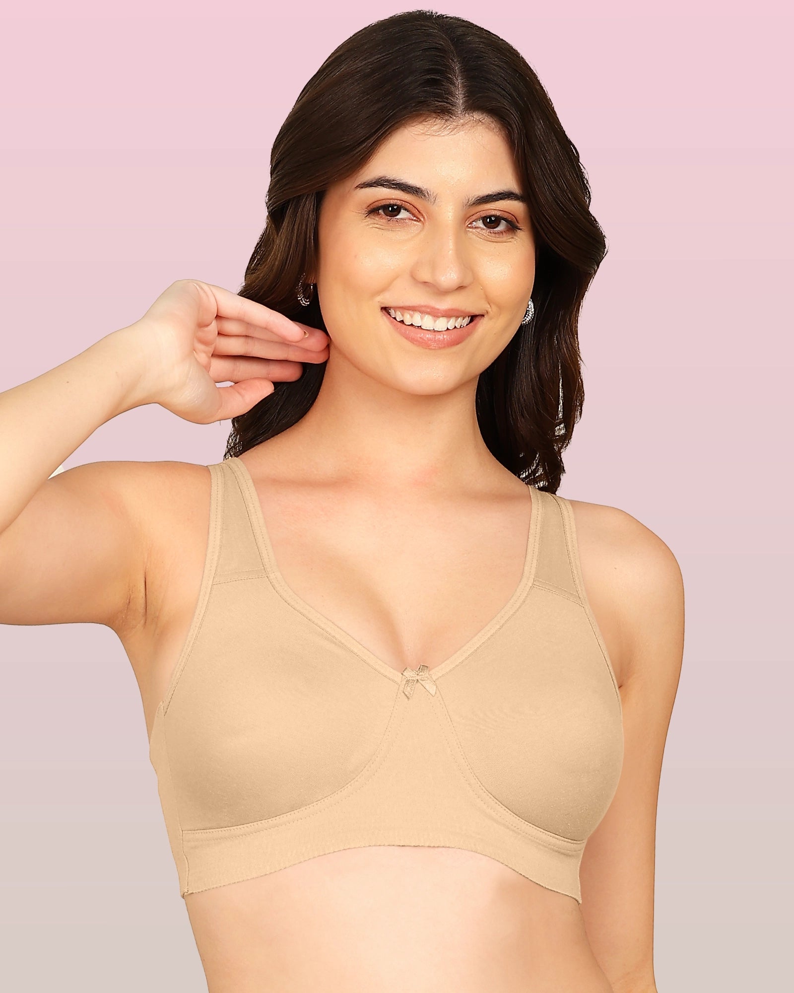 Komli Bonded Breathable Cotton Plus Size Full Coverage Non-Padded Bra (KB-401-SKIN)