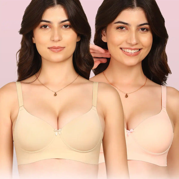 Komli Bonded Polyamide Push-Up 3/4 Coverage Bra (Level 3 Padding) (KB-5301) (Pack of 2)