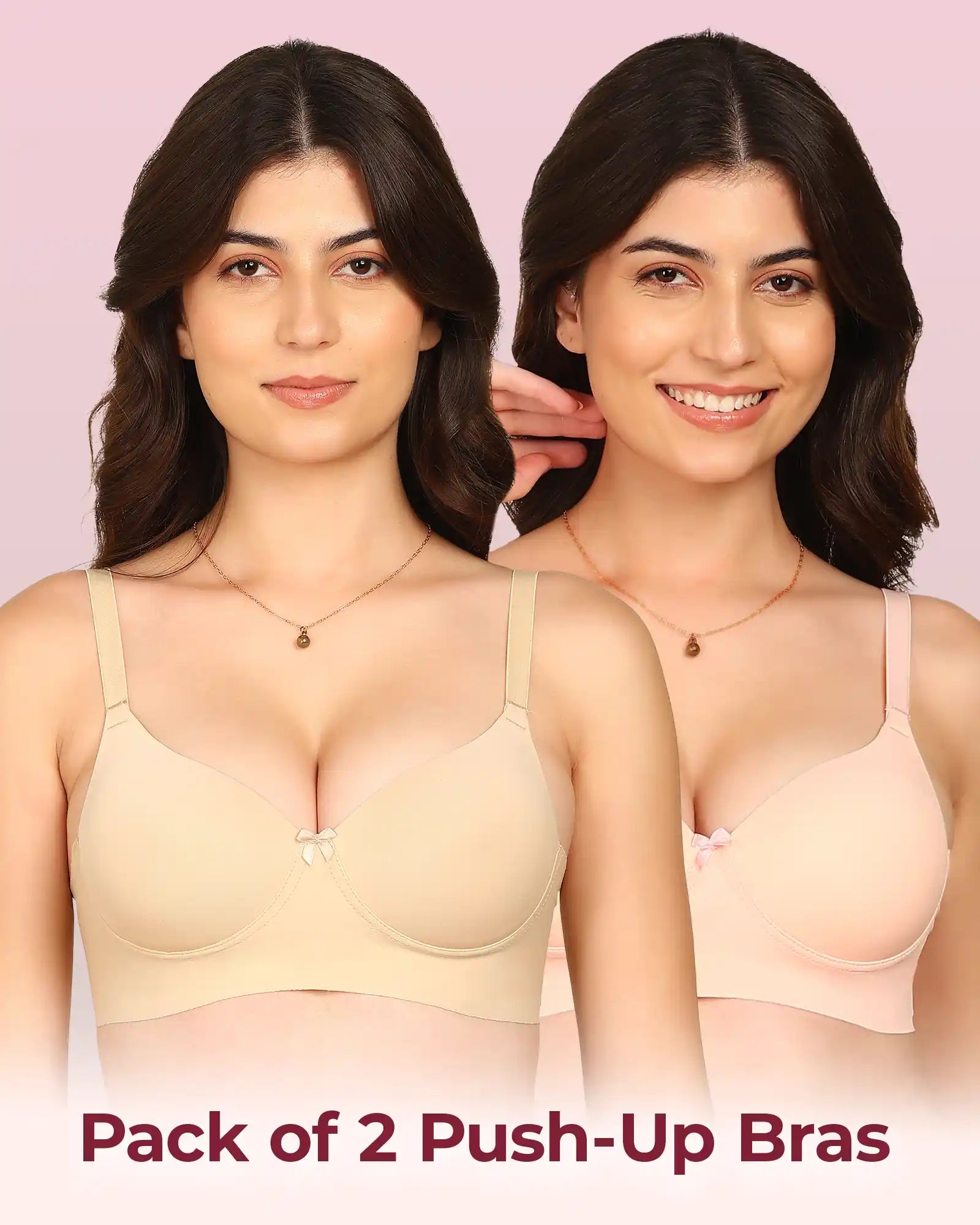 Komli Bonded Polyamide Push-Up 3/4 Coverage Bra (Level 3 Padding) (KB-5301) (Pack of 2)
