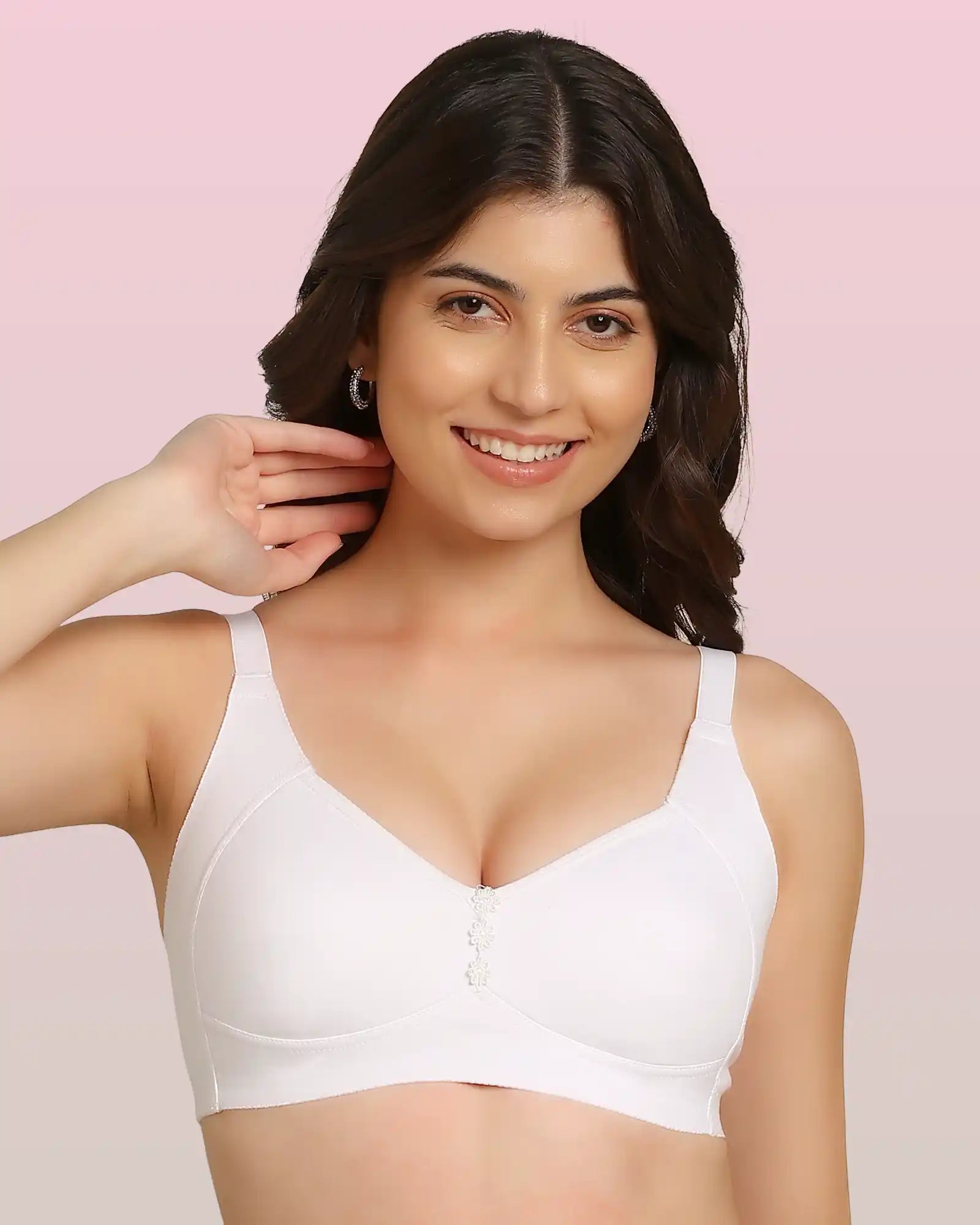 Komli Bonded Breathable Cotton Plus Size M-Frame Minimiser Non-Padded Bra (KB-405-WHITE)