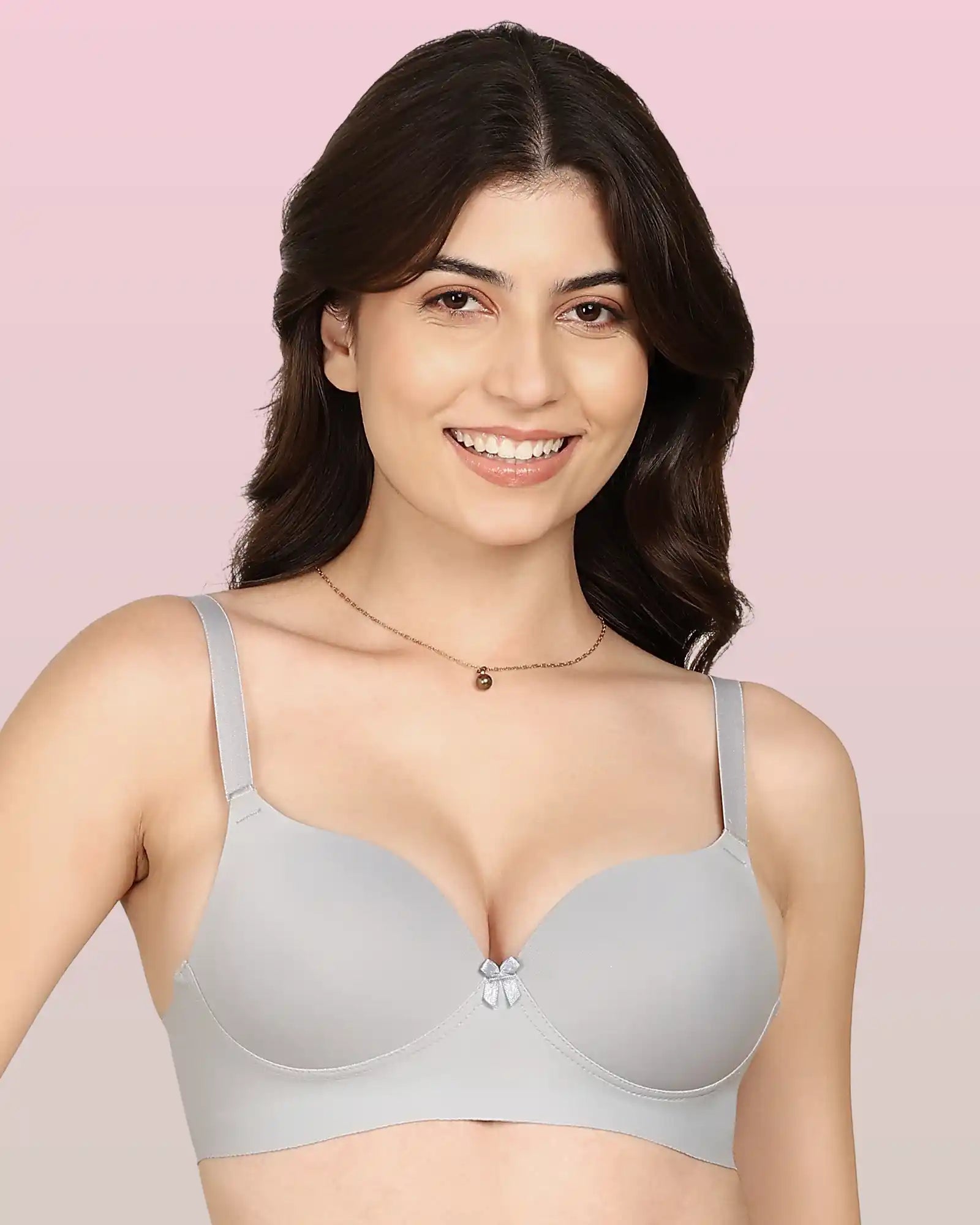 Komli Bonded Polyamide Push-Up 3/4 Coverage Maximiser Bra (Level 2 Padding (KB-5107-GREY)