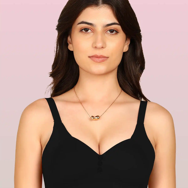 Komli Bonded Breathable Cotton Plus Size M-Frame Minimiser Padded Bra (KB-408-BLACK)
