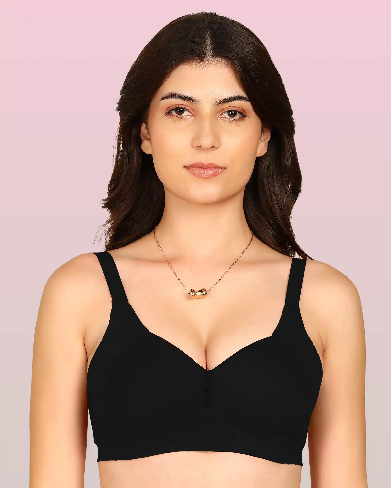 Komli Bonded Breathable Cotton Plus Size M-Frame Minimiser Padded Bra (KB-408-BLACK)