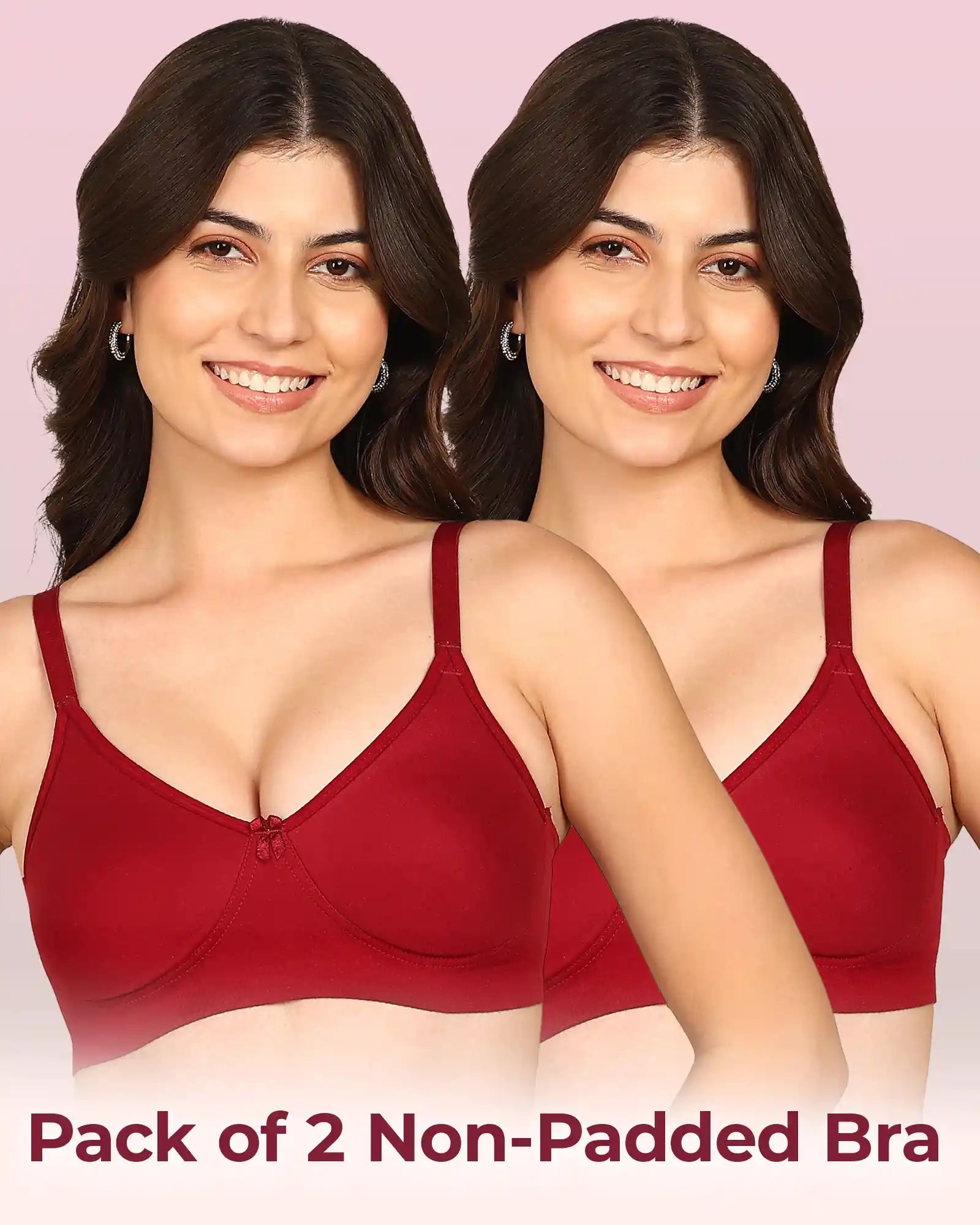 Komli Bonded Breathable Cotton Full Coverage Non-Padded Bra (KB-352) (Pack of 2)
