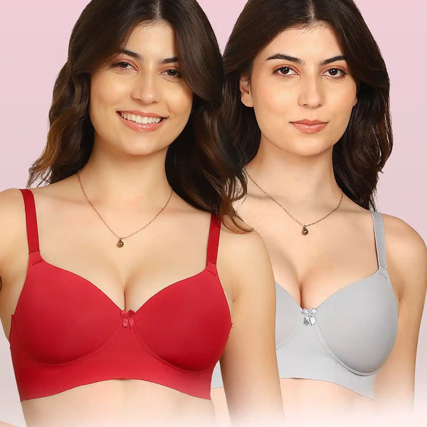 Komli Bonded Polyamide Full Coverage Padded Bra (Level 1 Padding) (KB-5991) (Pack of 2)